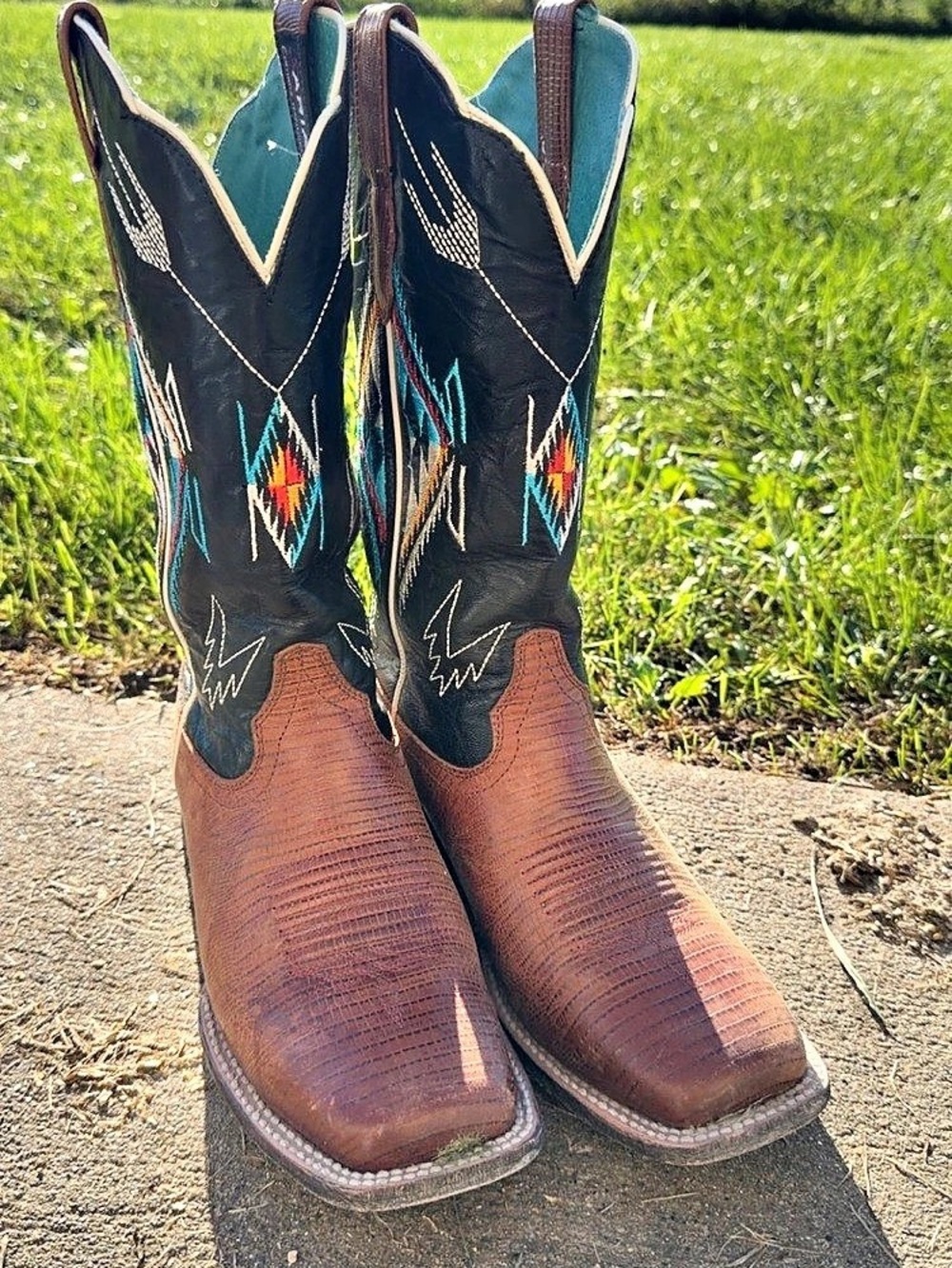 Ariat Frontier Chimayo Western Boot Brown & Blue US 9 B
